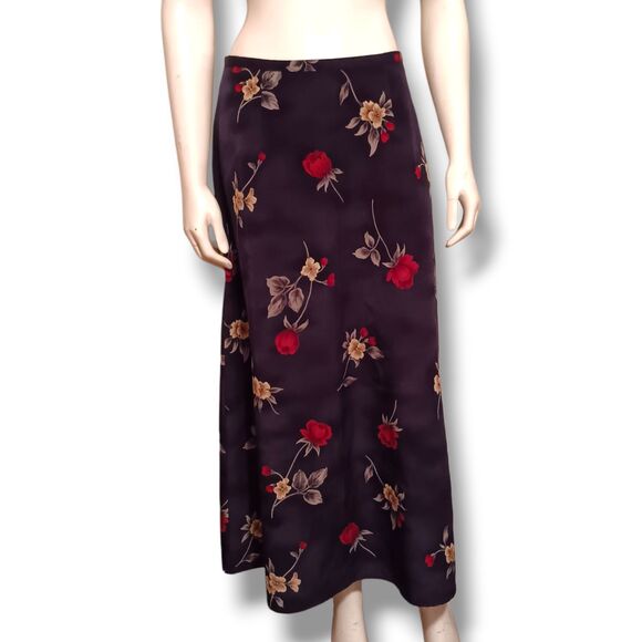 Vtg Jaclyn Smith Dark Floral Maxi Skirt-Size 10-Roses-Whimsygoth-Fairy Goth-Y2K - Picture 1 of 7